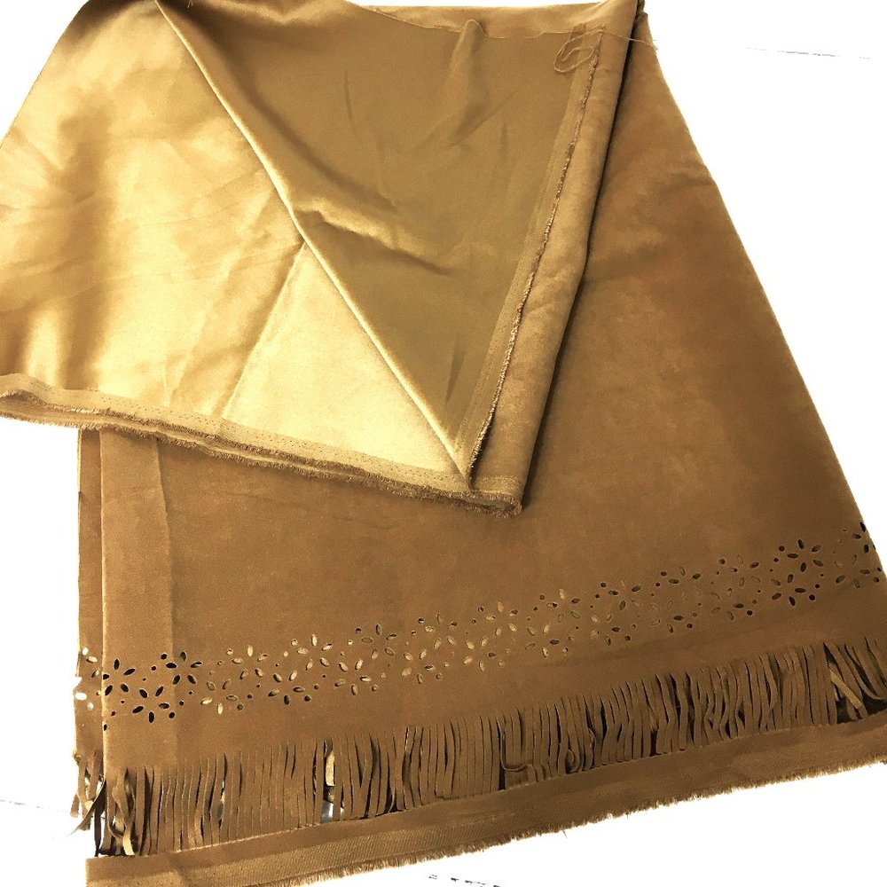 FAUX SUEDE leather fabric w/ cutouts and  fringe 2 Yrds - Picture 7 of 7